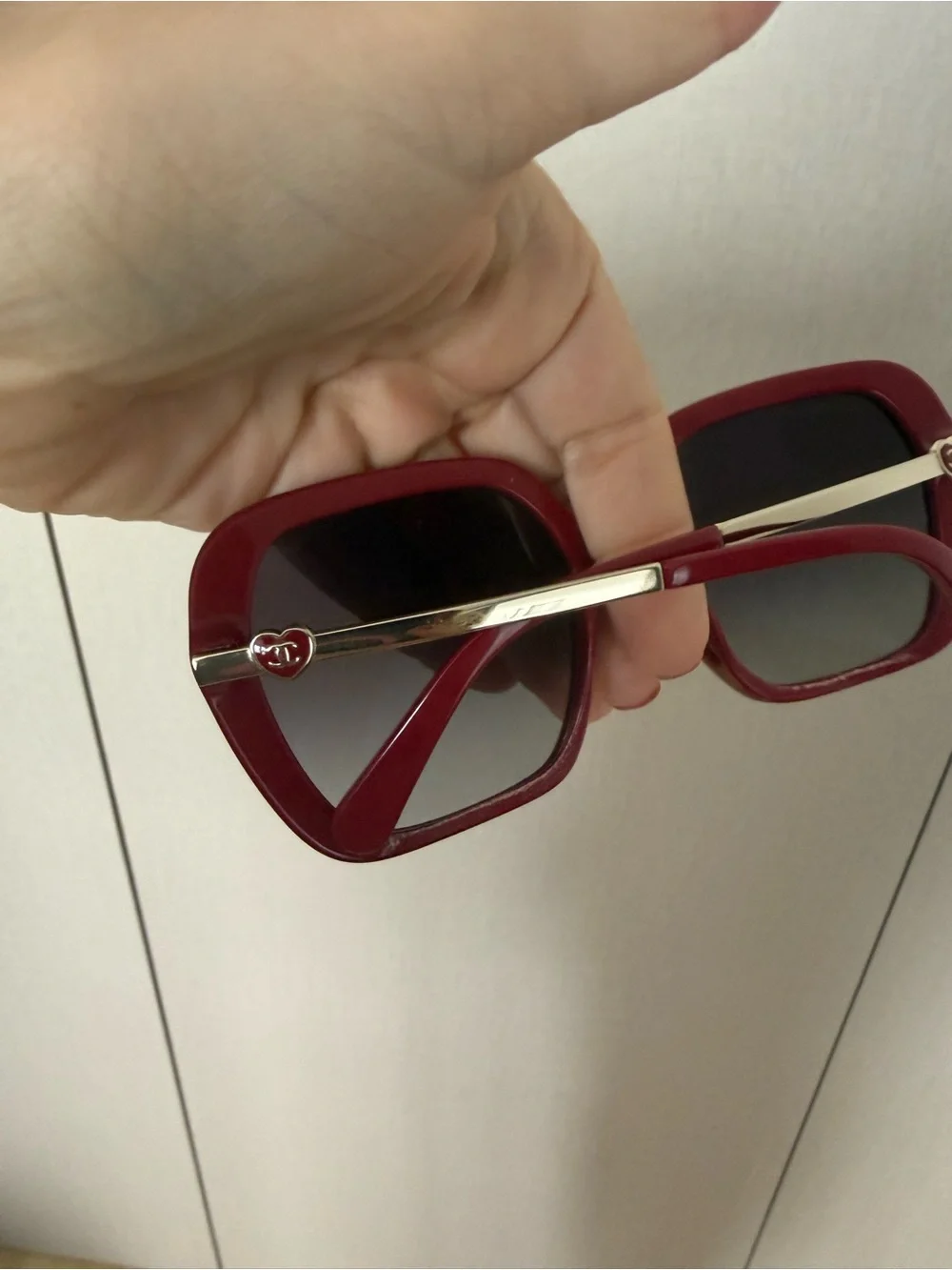 CHANEL Cherry Red Oversized Square Sunglasses